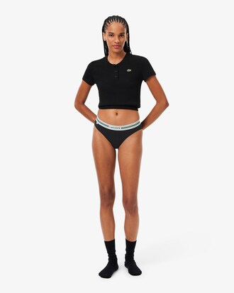 Slip in cotone stretch con vita a contrasto