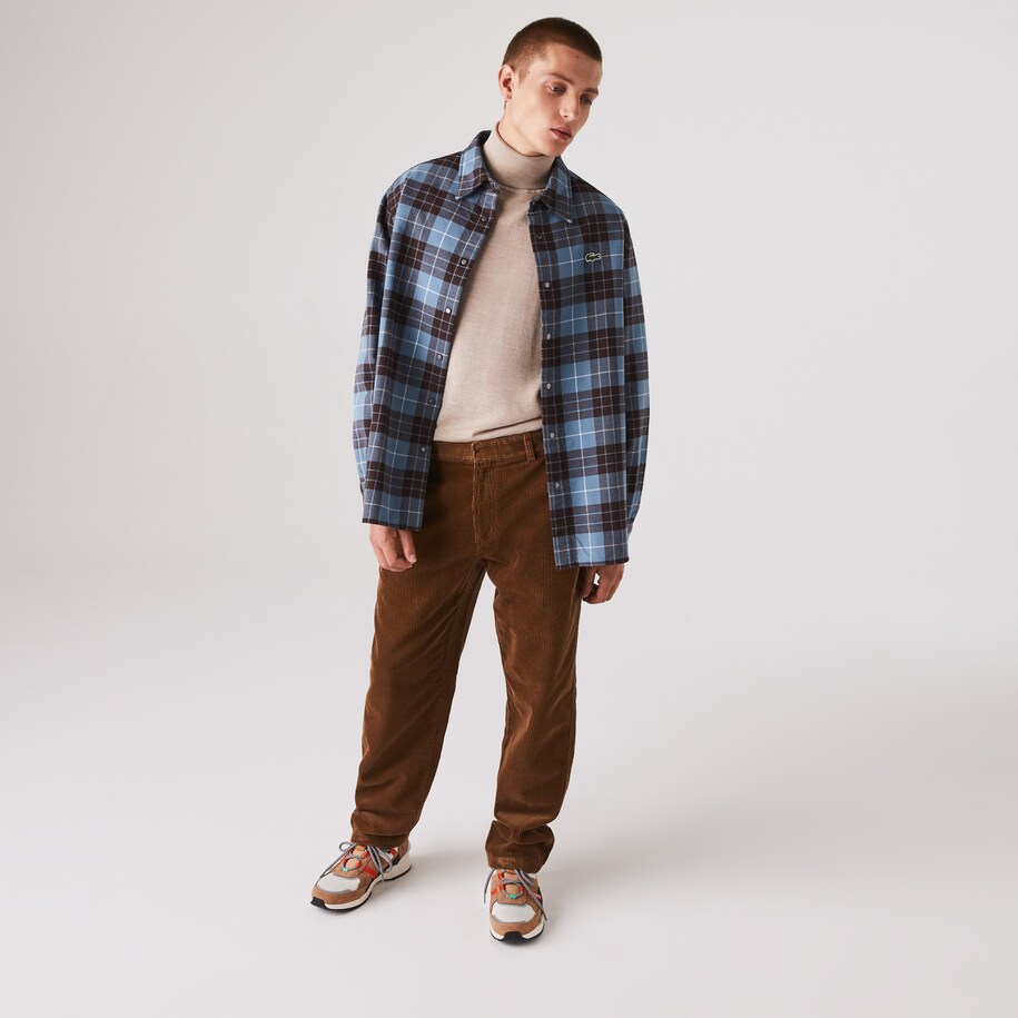 Camicia Da Uomo Oversize Con Fodera In Flanella A Quadri Lacoste Live Lacoste
