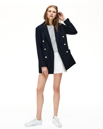Blazer doppiopetto da donna a righe tono su tono oversize