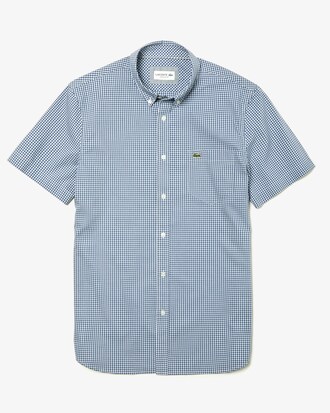 Camicia regular fit a maniche corte in popeline a quadretti vichy