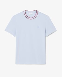 T-shirt in piqu&eacute; elasticizzato con colletto a righe