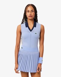 Polo da tennis smanicata in maglia elasticizzata