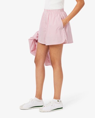 Shorts larghi in popeline leggero a righe