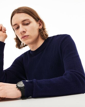 Pullover da uomo in cashmere e cotone con collo rotondo