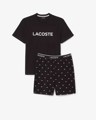 Completo pigiama in cotone stampa coccodrillo