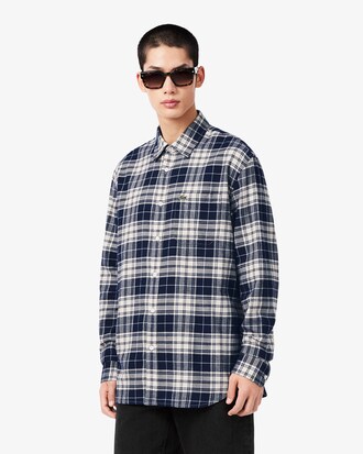 Camicia regular fit in flanella con motivo scozzese