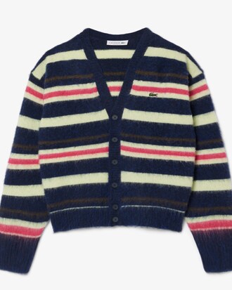 Cardigan in lana e alpaca a righe relaxed fit