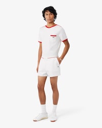 Shorts double face regular fit con bordo a contrasto