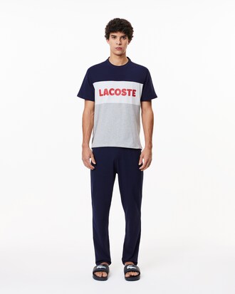 Completo pigiama lungo in cotone colorblock