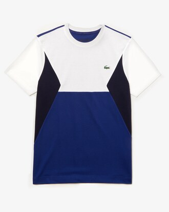 T-shirt da tennis da uomo in cotone color block ultra leggero Lacoste SPORT