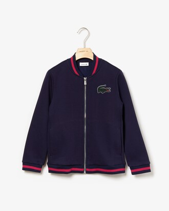 Giacca da bambina in felpa con patch multicolore Lacoste