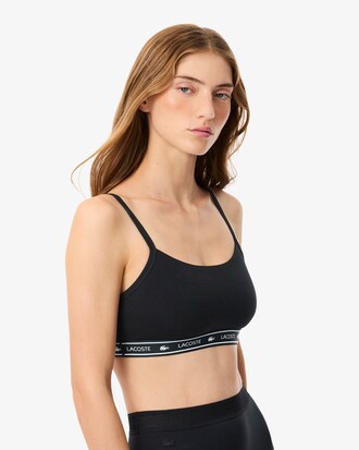 Bralette in cotone stretch con fascia con logo