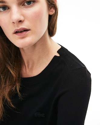 Pullover da donna di lana con collo rotondo con apertura