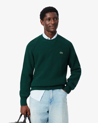 Maglione spesso in lana cardata con girocollo