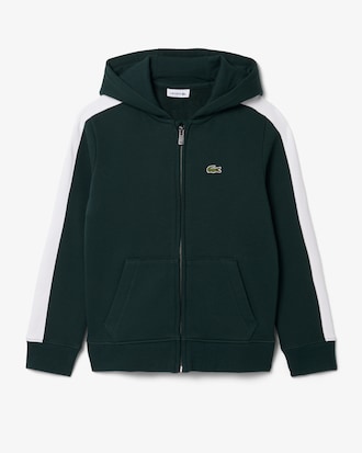 Felpa con cappuccio in tessuto felpato con zip