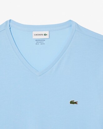 T-shirt con collo a V in jersey di cotone Pima leggero