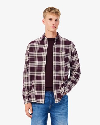 Camicia regular fit in flanella con motivo scozzese