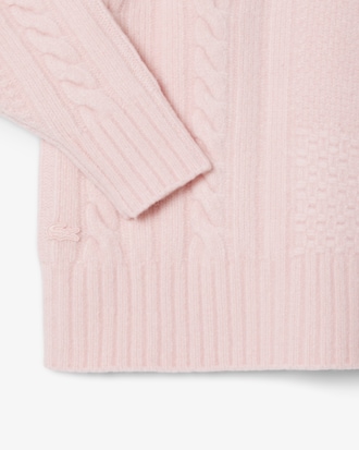 Maglione in lana a collo alto effetto patchwork