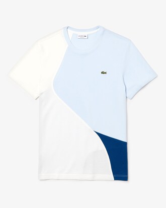 T-shirt da uomo in piqué con proprietà di termoregolazione con collo rotondo e motivo color block