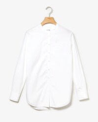 Camicia da donna in popeline di cotone a righe con colletto alla coreana loose fit