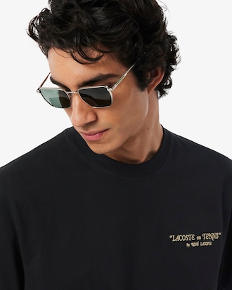 T-shirt ricamata in cotone pesante