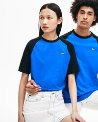 T-shirt unisex in cotone con motivo color block e collo rotondo Lacoste LIVE