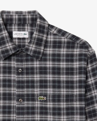 Camicia regular fit in flanella con motivo scozzese