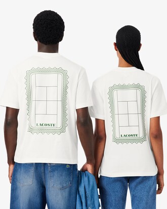 T-shirt in jersey di cotone con stampa tennis