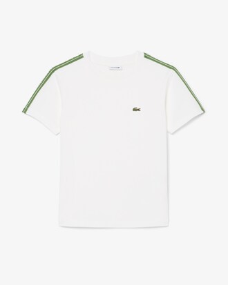 T-shirt in cotone con striscia con logo