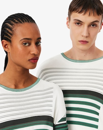 T-shirt oversize a righe in raso Runway