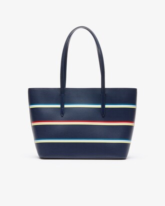 Tote bag con zip Chantaco in pelle piqué a righe colorate da donna