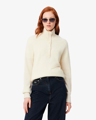 Maglione a collo alto in lana cardata