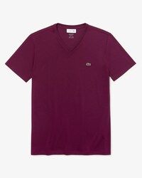 T-shirt con collo a V in jersey di cotone Pima leggero