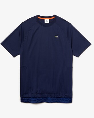 T-shirt da uomo in cotone con inserto elasticizzato e collo rotondo Lacoste LIVE