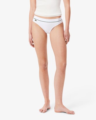Slip in cotone a costine con coccodrillo ricamato