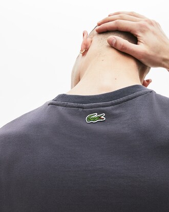 T-shirt da uomo in cotone con collo rotondo e simbolo stampato Lacoste LIVE