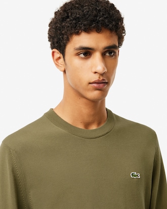 Pullover girocollo monocromatico in cotone