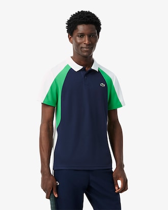 Polo sportiva color block con stampa
