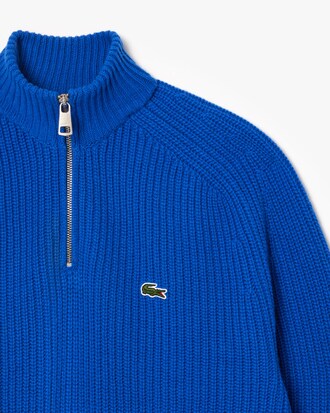 Maglione a collo alto in lana cardata con zip