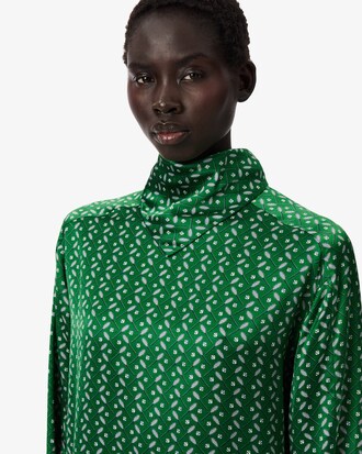 Abito con scollo a sciarpa in raso stampato Runway