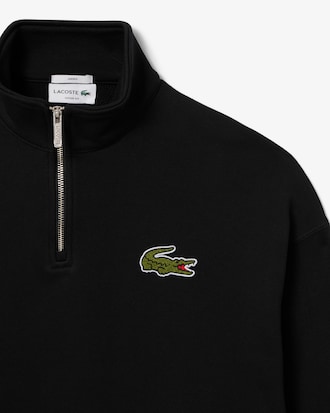 Felpa con collo con zip e stemma a contrasto loose fit