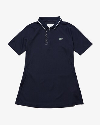 Polo da golf da donna tecnica con inserti a rete e colletto con cerniera Lacoste SPORT