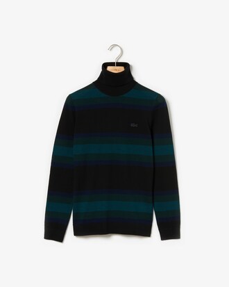 Pullover da donna dolcevita in jersey di lana a righe