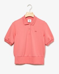 Polo boxy fit Lacoste LIVE in jersey double face con maniche a palloncino