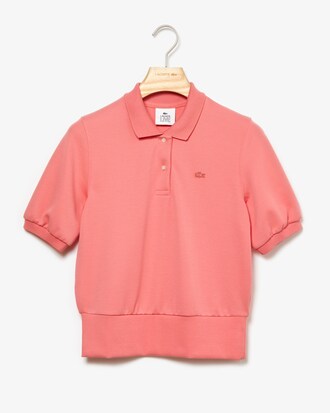 Polo boxy fit Lacoste LIVE in jersey double face con maniche a palloncino