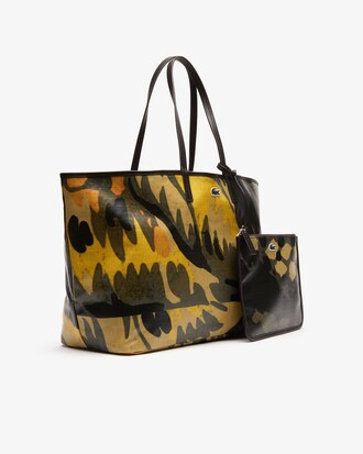 Tote bag grande da donna in canvas spalmato con stampa Robert George