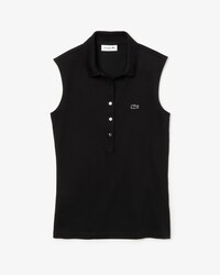 Polo senza maniche slim fit Lacoste in mini piqu&eacute; stretch tinta unita