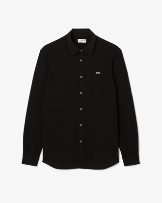 Camicia slim fit in piqué di cotone