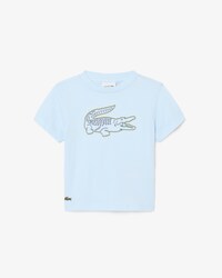 T-shirt in cotone con ricamo coccodrillo