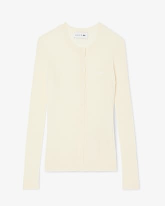 Cardigan in maglia di lana merinos a coste